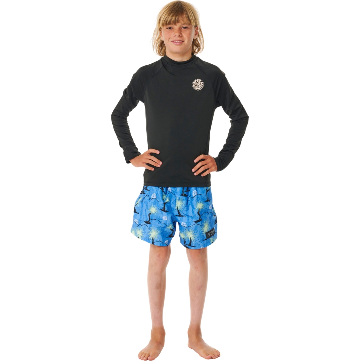 2026 Rip Curl Juniors Icons UV Brushed Langarm-Lycra-Weste 11YBRV - Black